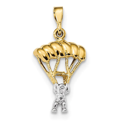 14K Gelbgold Zweifarbig Polierter Fallschirm-Anhänger