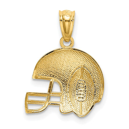 14K Gelb & Rhodium mit Rhodium Satiniert/polished Football Helm Anhänger