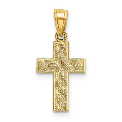 14K Gelbgold Diamantiert Kreuz mit X Mittig Anhänger