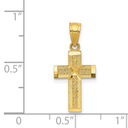 14K Gelbgold Diamantiert Kreuz mit X Mittig Anhänger