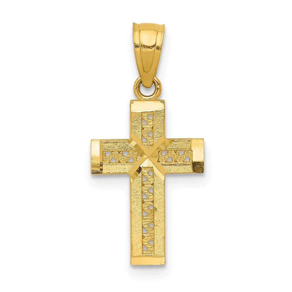 14K Gelbgold Diamantiert Kreuz mit X Mittig Anhänger