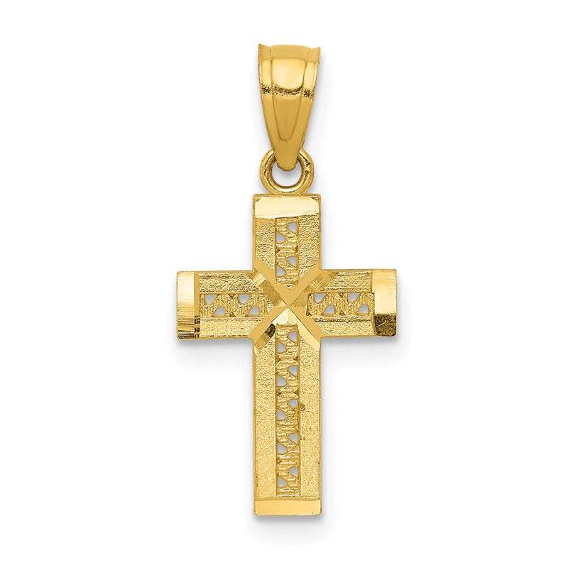 14K Gelbgold Diamantiert Kreuz mit X Mittig Anhänger