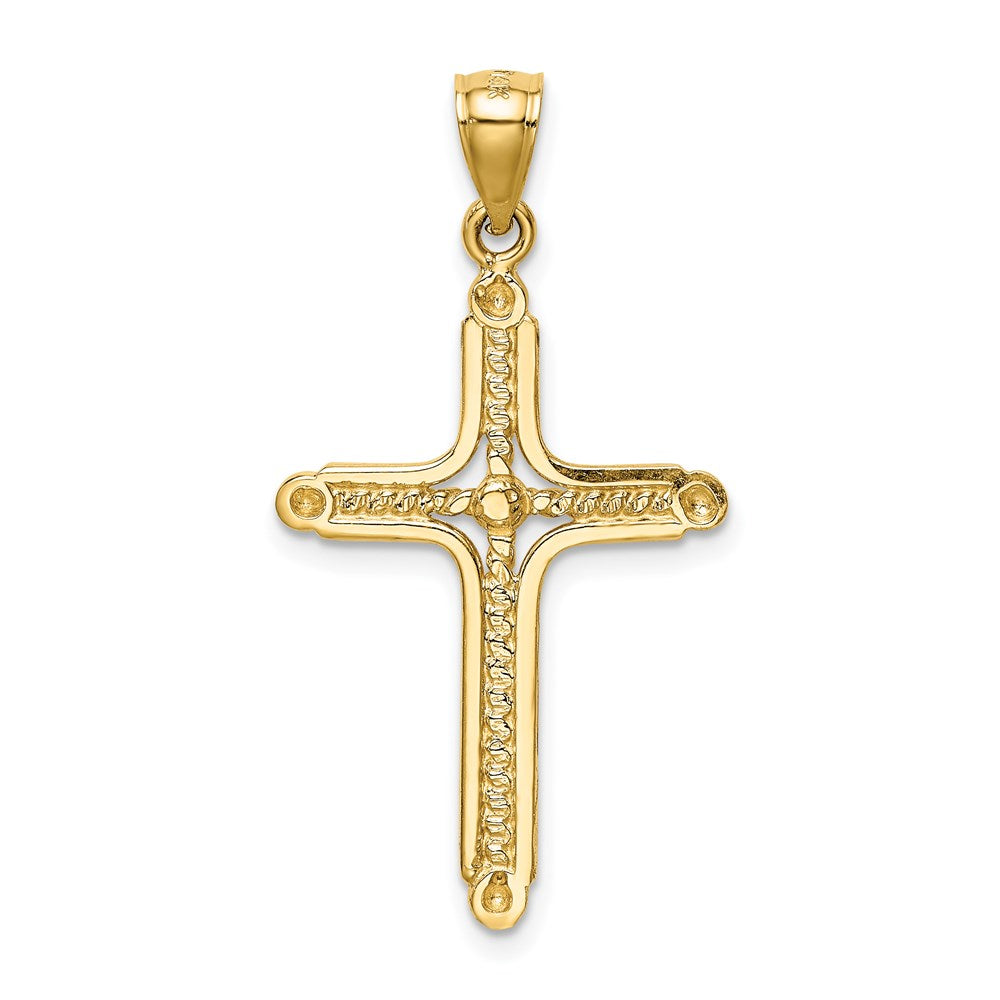 14K Gelbgold Polierter Geflochtener Kreuz-Anhänger