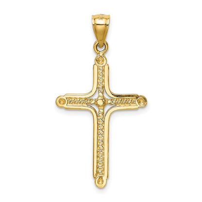 14K Gelbgold Polierter Geflochtener Kreuz-Anhänger