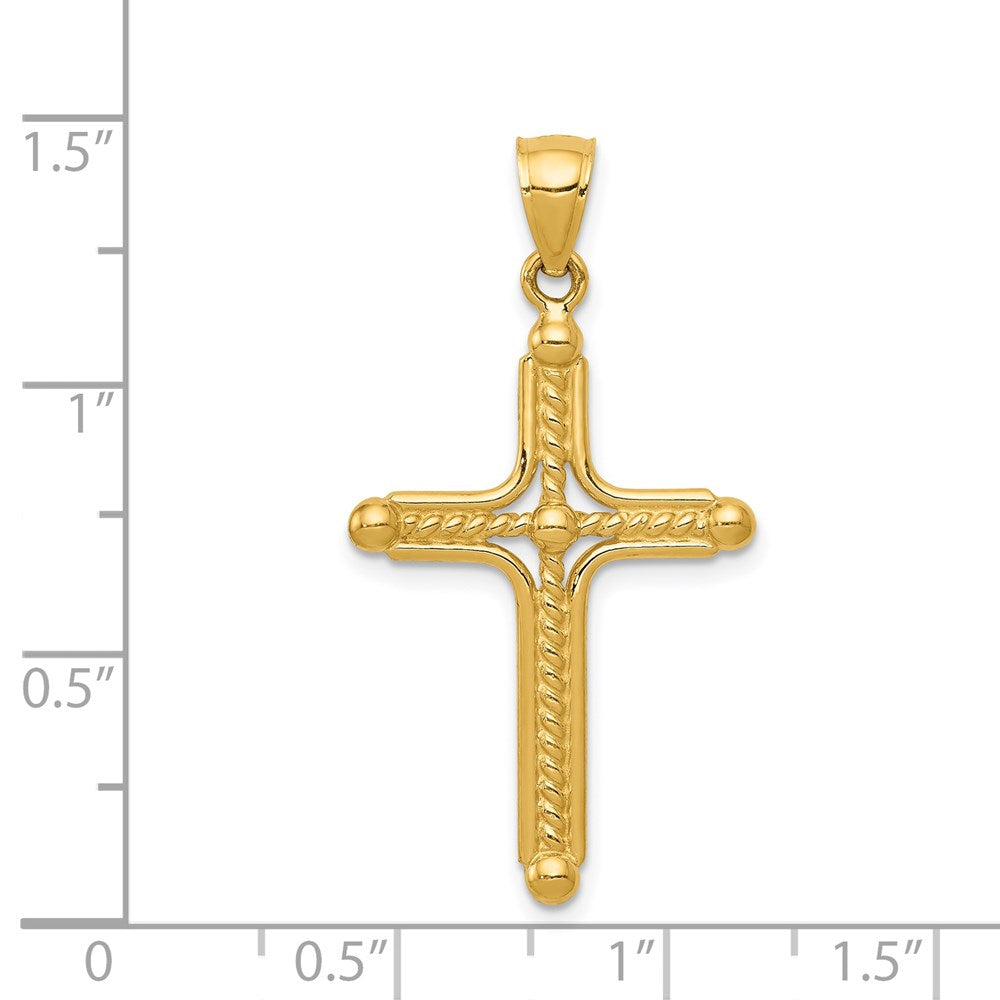 14K Gelbgold Polierter Geflochtener Kreuz-Anhänger