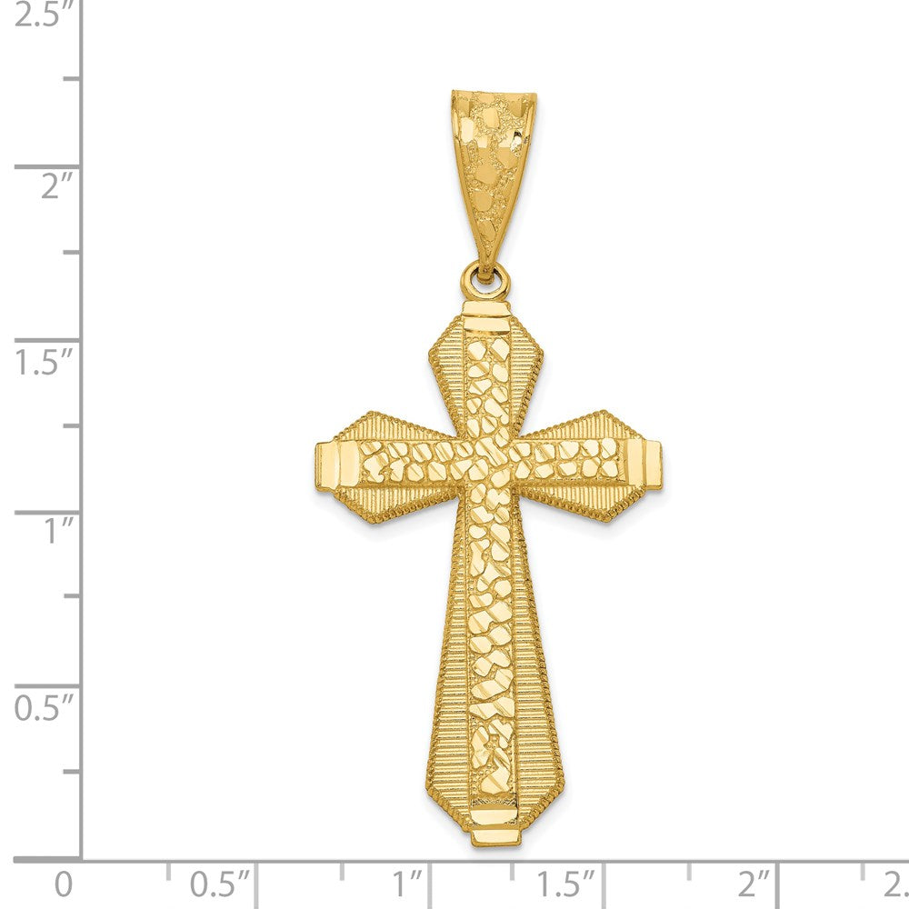 14 Karat Gelbgold Kreuzanhänger mit diamantiertem Zentrum