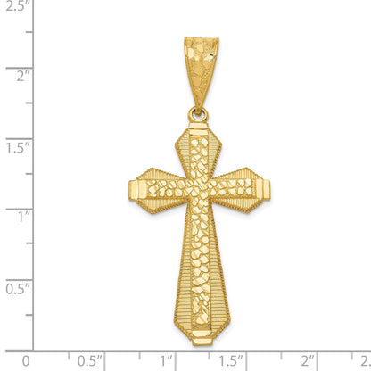 14 Karat Gelbgold Kreuzanhänger mit diamantiertem Zentrum