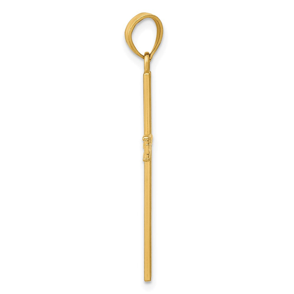 14K Gelbgold Wendbar Satiniert/diamantiert Kreuz Anhänger