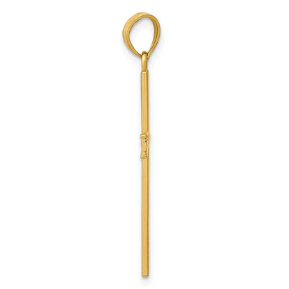 14K Gelbgold Wendbar Satiniert/diamantiert Kreuz Anhänger