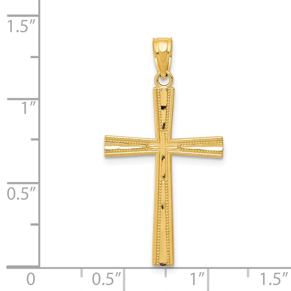 14K Gelbgold Wendbar Satiniert/diamantiert Kreuz Anhänger