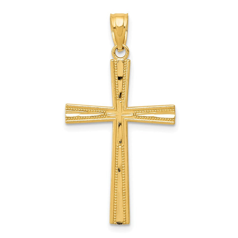 14K Gelbgold Wendbar Satiniert/diamantiert Kreuz Anhänger