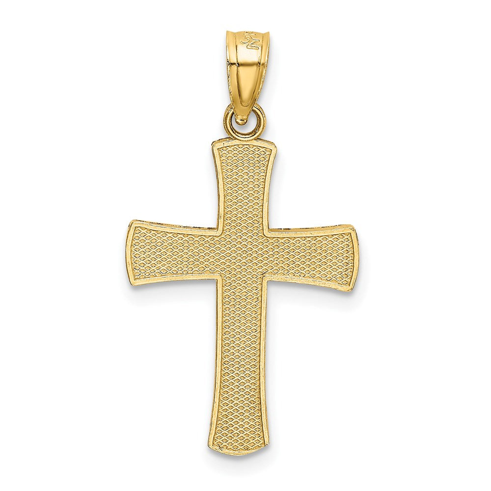 14K Gelbgold Diamantiert Lateinisch Kreuz Anhänger