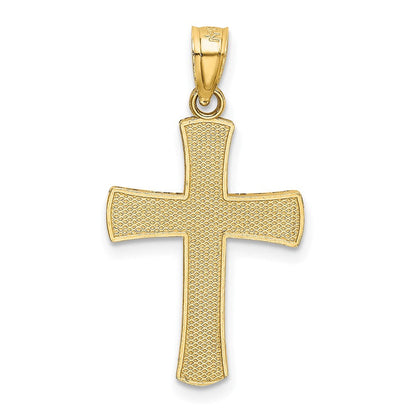 14K Gelbgold Diamantiert Lateinisch Kreuz Anhänger
