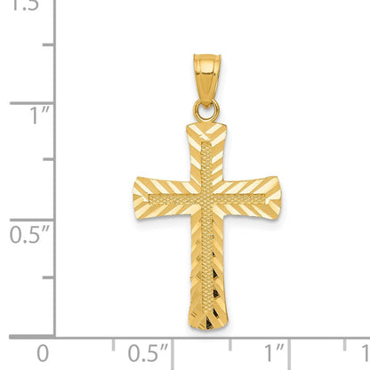 14K Gelbgold Diamantiert Lateinisch Kreuz Anhänger
