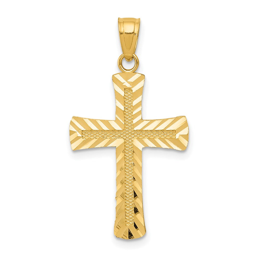14K Gelbgold Diamantiert Lateinisch Kreuz Anhänger