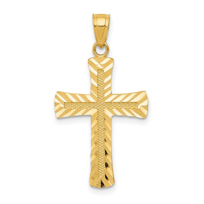 14K Gelbgold Diamantiert Lateinisch Kreuz Anhänger