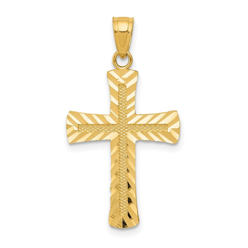 14K Gelbgold Diamantiert Lateinisch Kreuz Anhänger