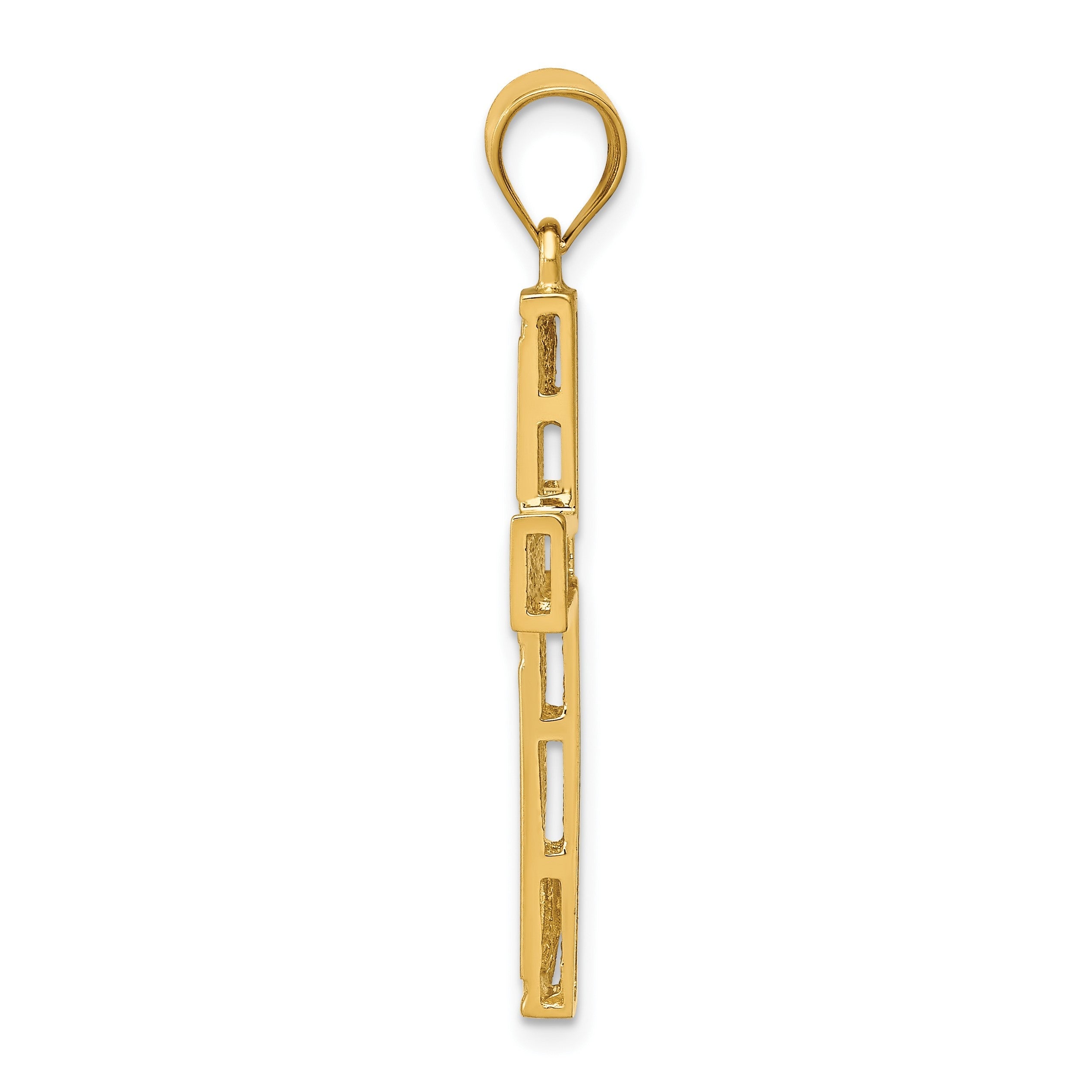 Kreuzanhänger mit Mäandermuster aus 14K Gelbgold