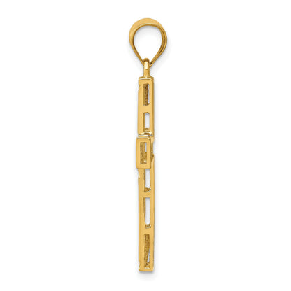 Kreuzanhänger mit Mäandermuster aus 14K Gelbgold