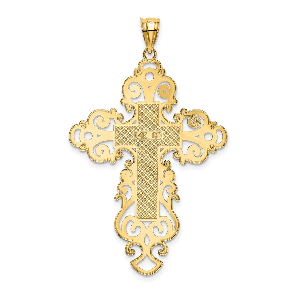 14K Gelbgold Polierter Fantasie-Kreuzanhänger