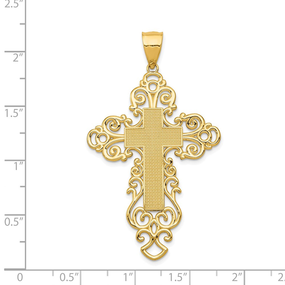14K Gelbgold Polierter Fantasie-Kreuzanhänger