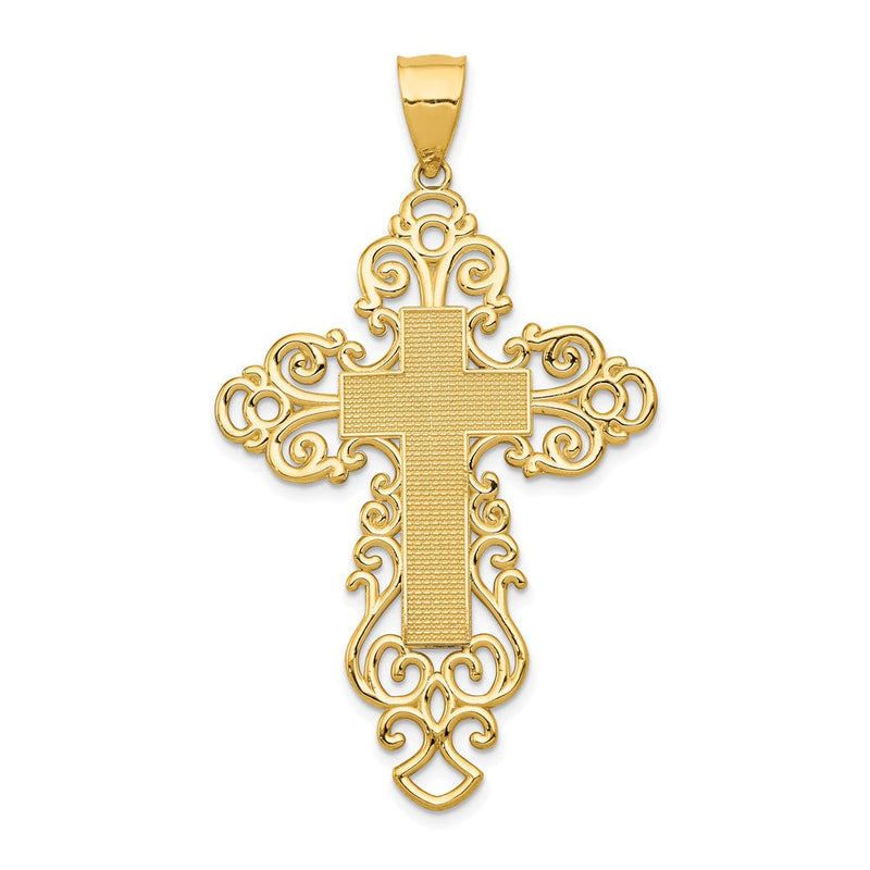 14K Gelbgold Polierter Fantasie-Kreuzanhänger