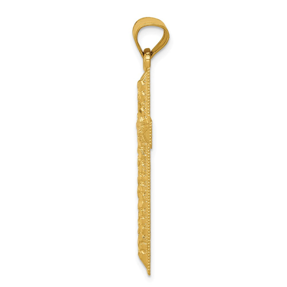 14K Gelbgold Diamant-geschliffener Lateinisches-Kreuz-Anhänger
