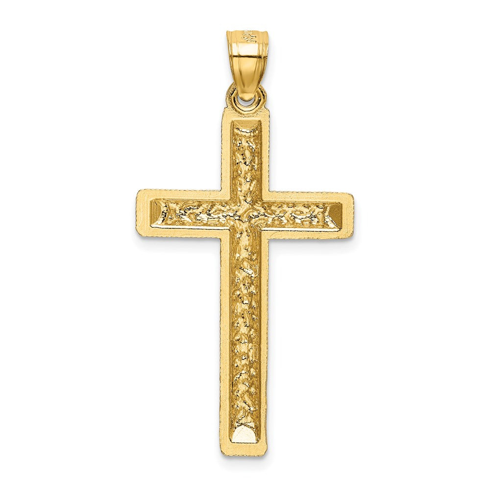 14K Gelbgold Diamant-geschliffener Lateinisches-Kreuz-Anhänger