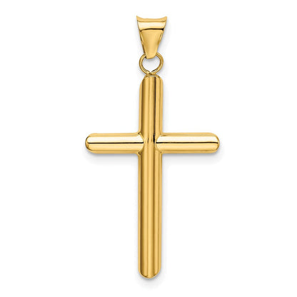 14K Gelbgold Poliert Röhre Kreuz Anhänger