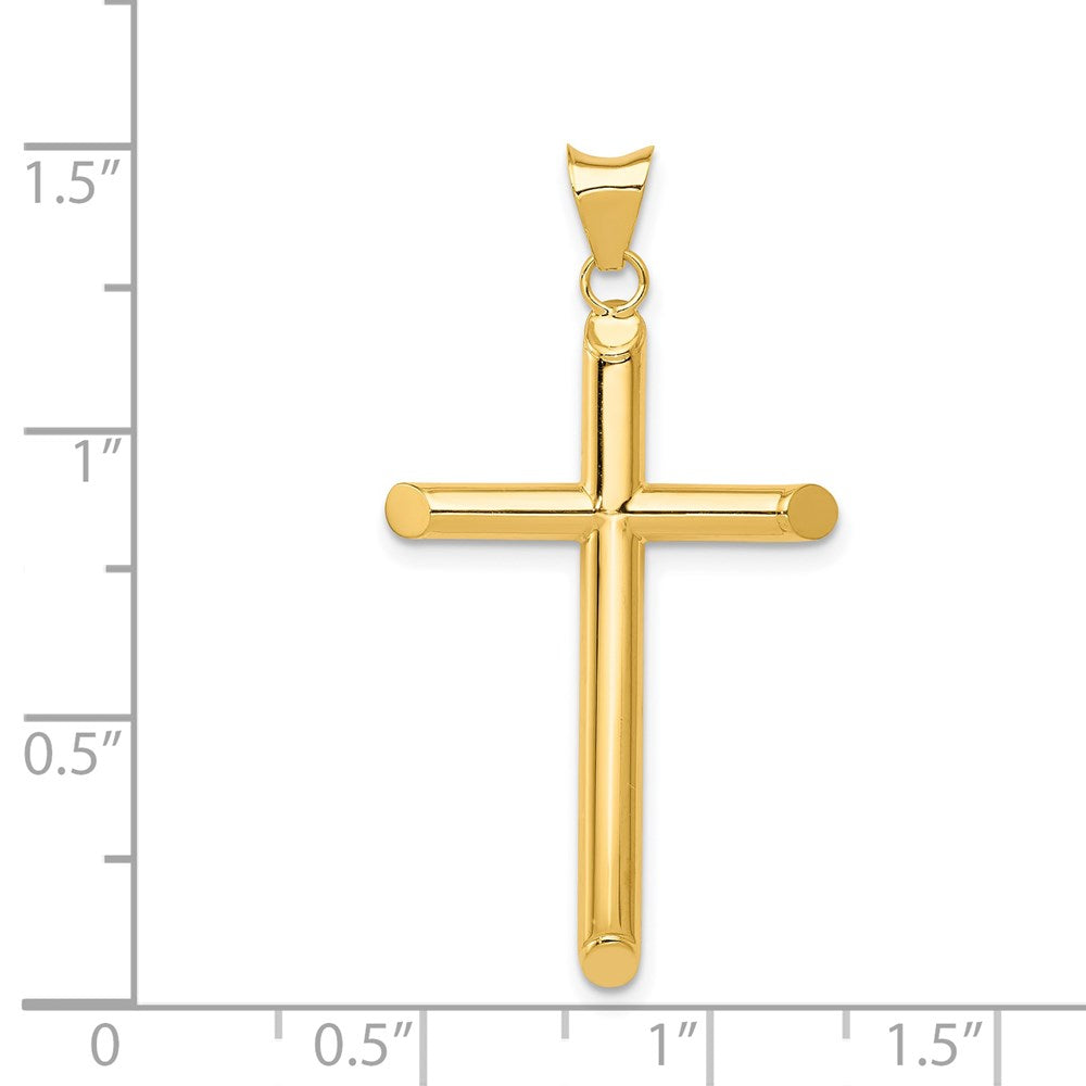 14K Gelbgold Poliert Röhre Kreuz Anhänger