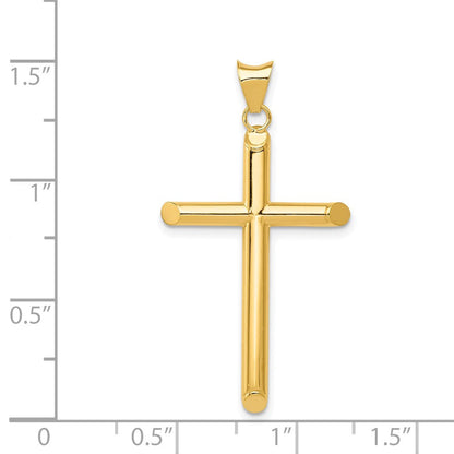 14K Gelbgold Poliert Röhre Kreuz Anhänger