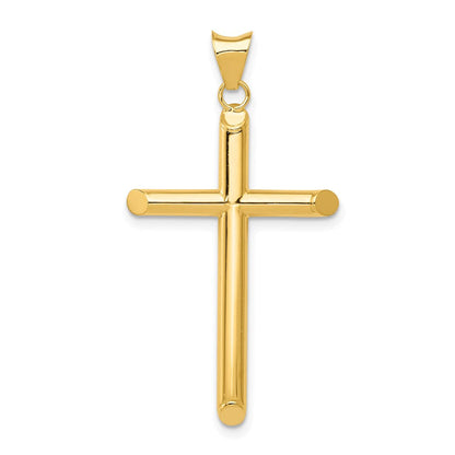 14K Gelbgold Poliert Röhre Kreuz Anhänger