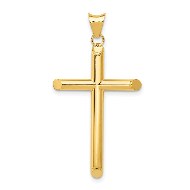 14K Gelbgold Poliert Röhre Kreuz Anhänger