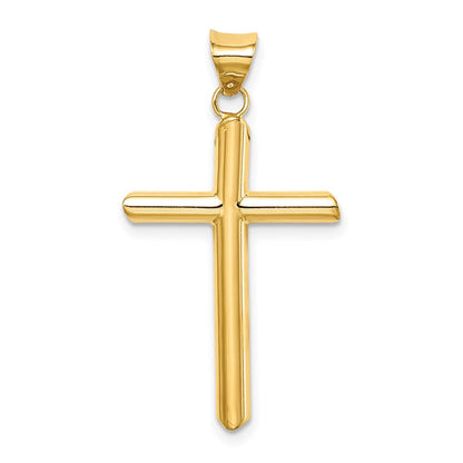 14K Gelbgold Poliert Röhre Kreuz Anhänger