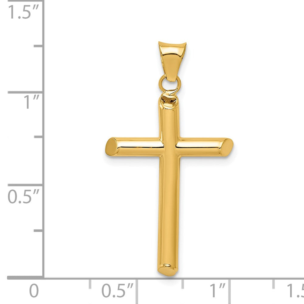 14K Gelbgold Poliert Röhre Kreuz Anhänger