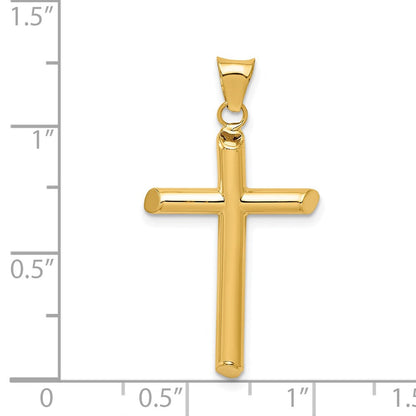 14K Gelbgold Poliert Röhre Kreuz Anhänger