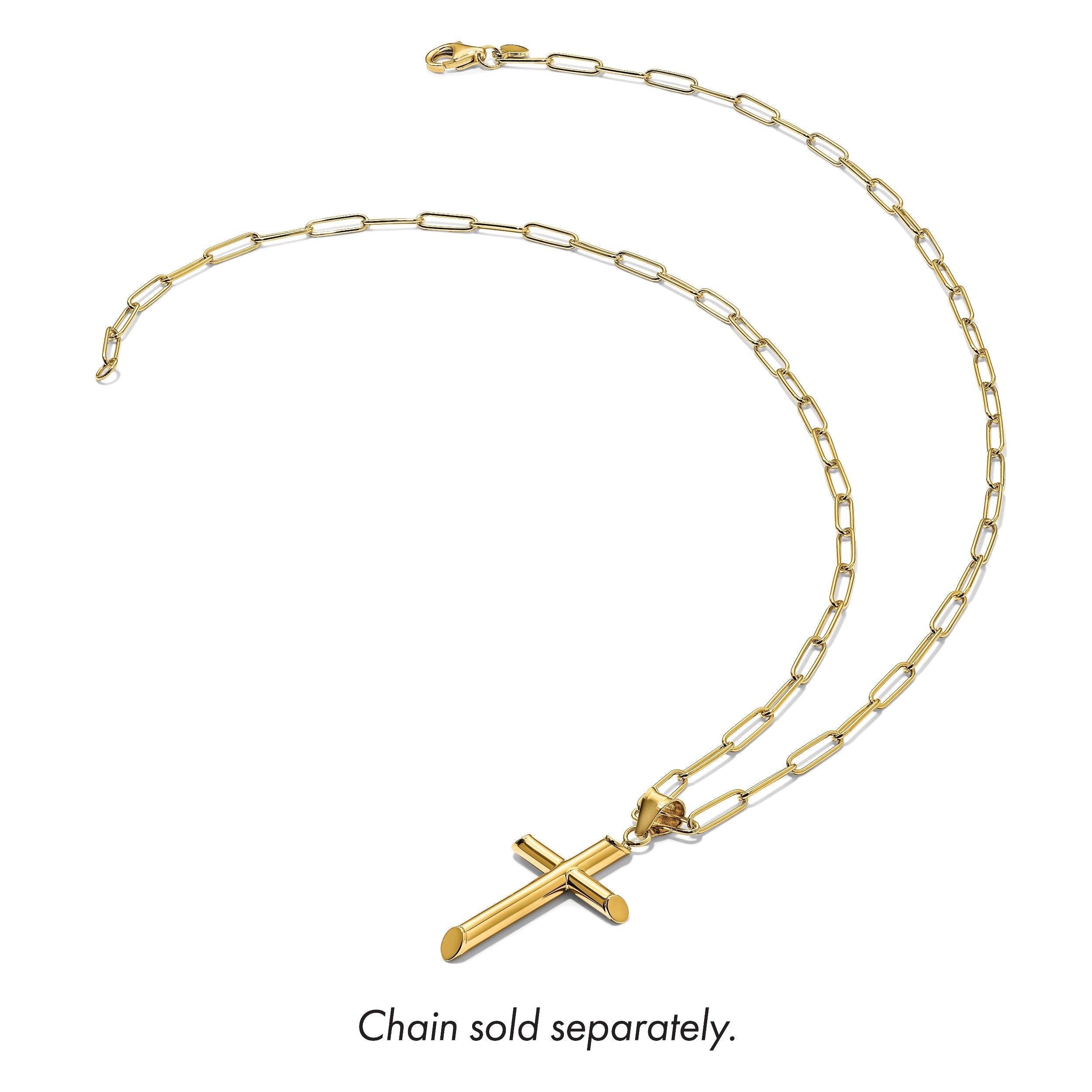 14K Gelbgold Poliert Röhre Kreuz Anhänger