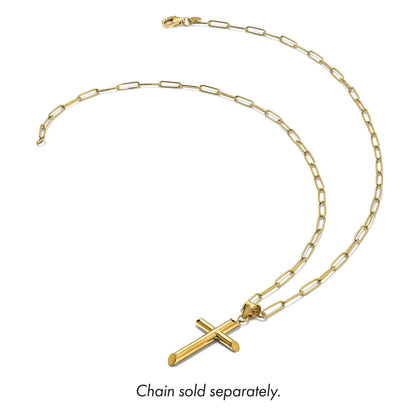 14K Gelbgold Poliert Röhre Kreuz Anhänger