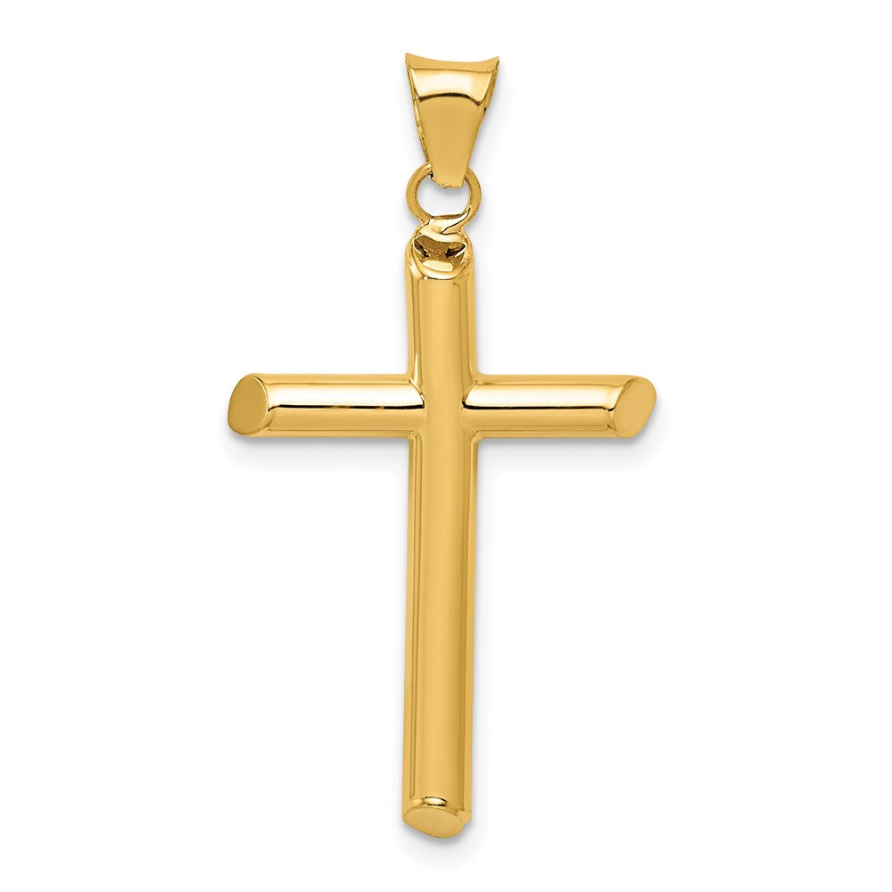 14K Gelbgold Poliert Röhre Kreuz Anhänger