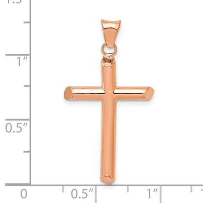 14K Roségold Poliert Röhre Kreuz Anhänger