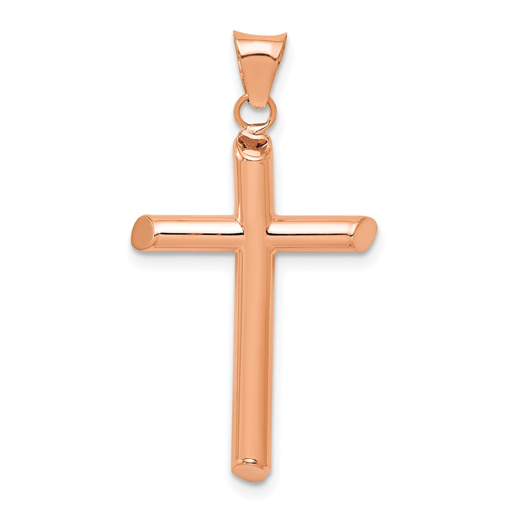 14K Roségold Poliert Röhre Kreuz Anhänger
