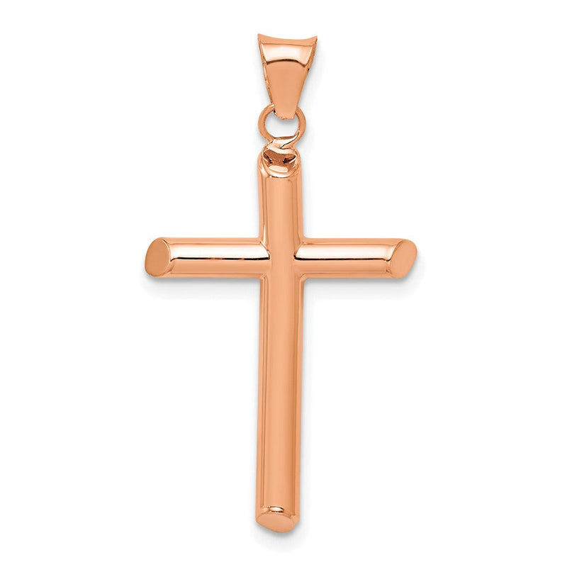 14K Roségold Poliert Röhre Kreuz Anhänger