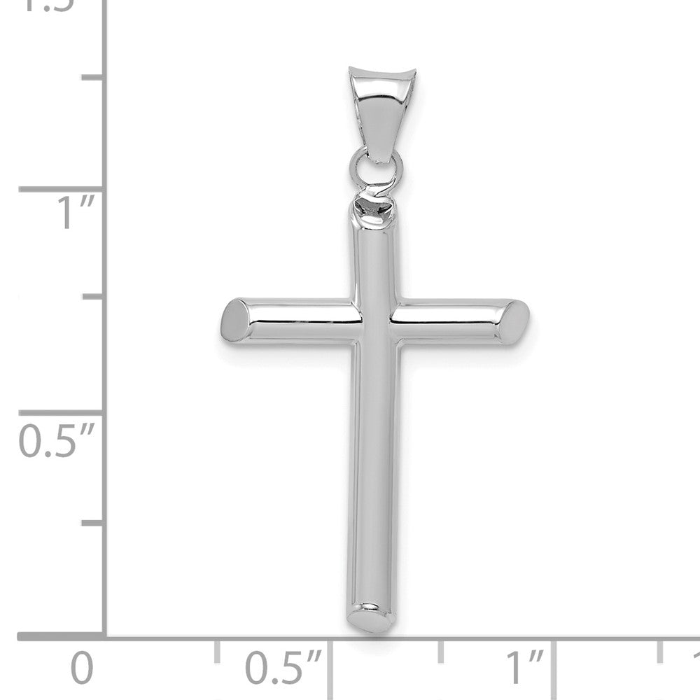 14K Weißgold Poliert Röhre Kreuz Anhänger