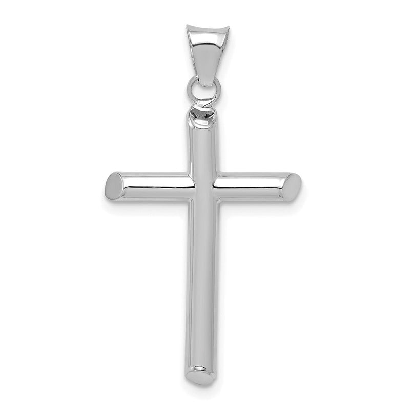 14K Weißgold Poliert Röhre Kreuz Anhänger