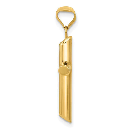 14K Gelbgold Poliert Röhre Kreuz Anhänger