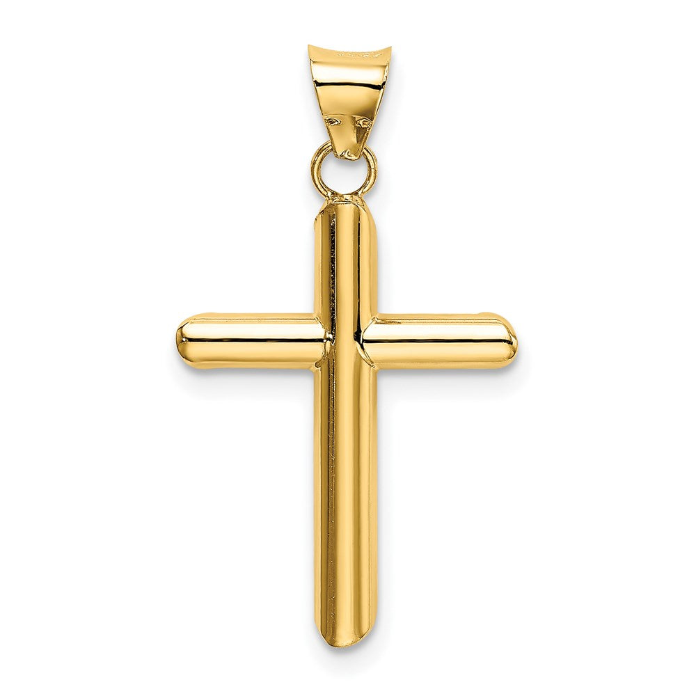 14K Gelbgold Poliert Röhre Kreuz Anhänger