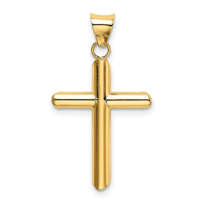 14K Gelbgold Poliert Röhre Kreuz Anhänger