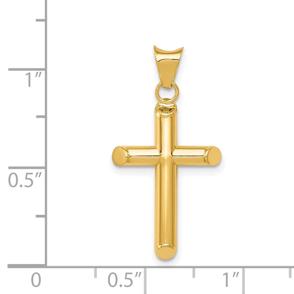 14K Gelbgold Poliert Röhre Kreuz Anhänger