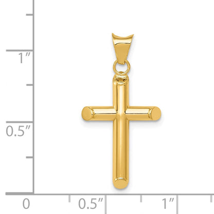 14K Gelbgold Poliert Röhre Kreuz Anhänger