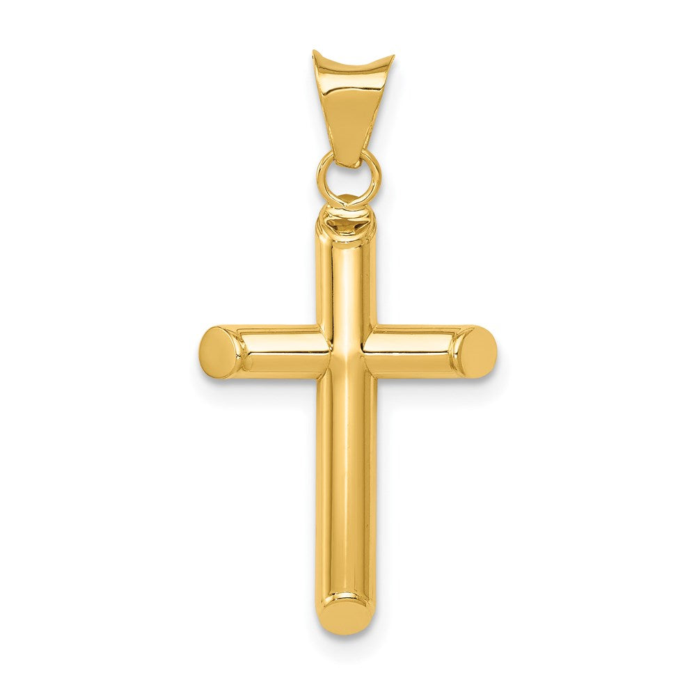 14K Gelbgold Poliert Röhre Kreuz Anhänger